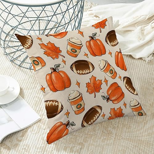 Miniatura 4 de Juego de 2 fundas de almohada de otoño de 18 x 18 pulgadas, diseño de hoja de arce, de calabaza, para exteriores, otoño, Acción de Gracias