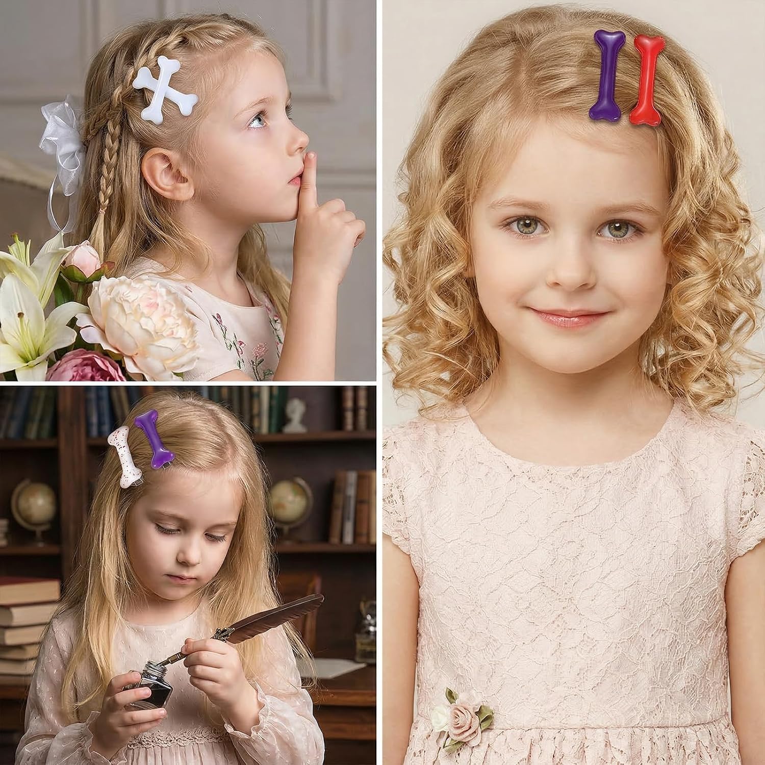 8PCS Bone Clips, Cute Bone Hair Clip, Bones Clips for Hair, 6 Color image 4