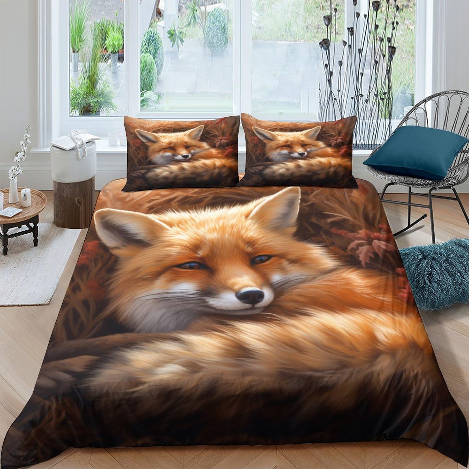 Housses de couettes microfibre anti-plis parure 3 pièces lit King motif dessin chat