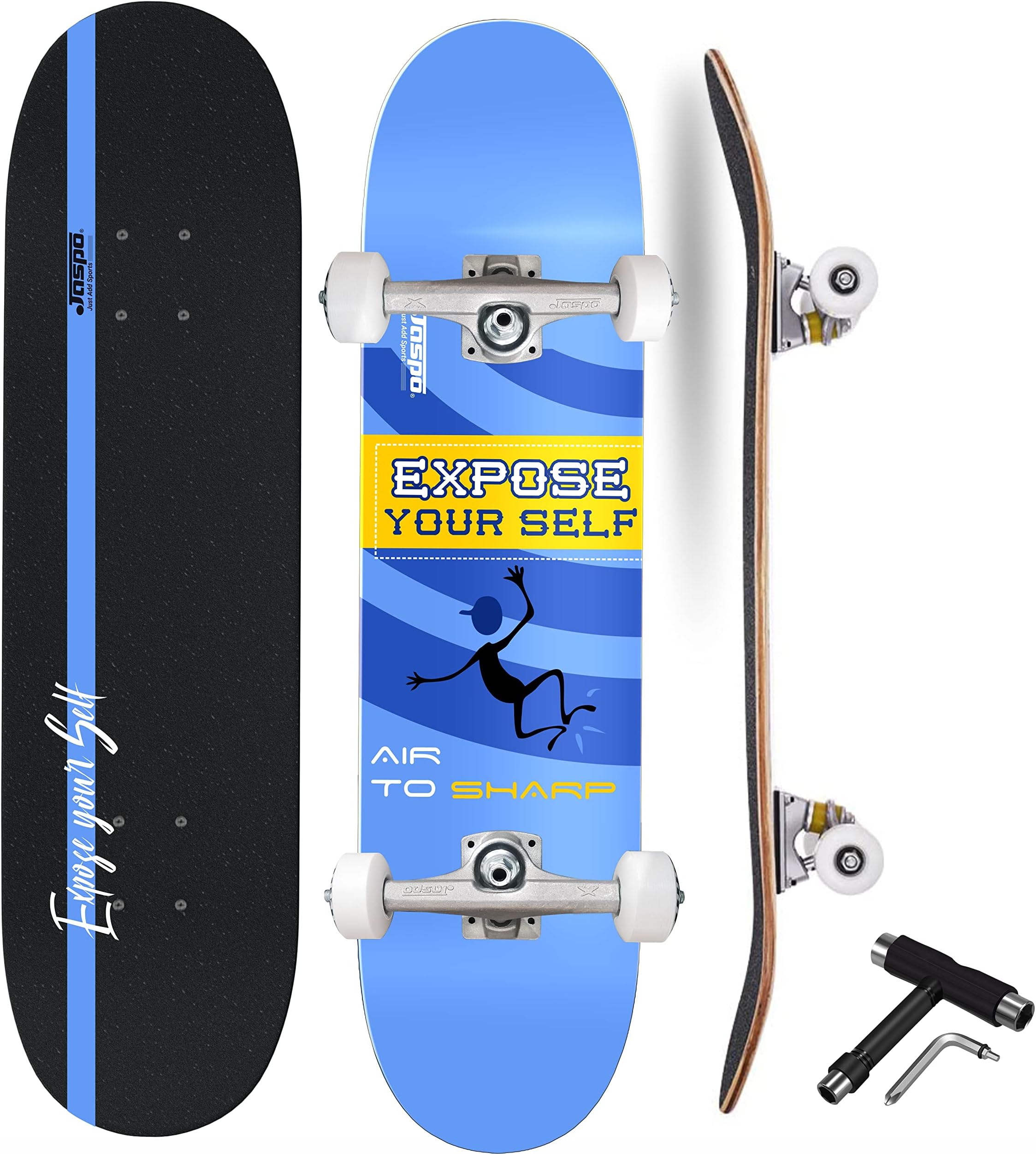 Jaspo Expose Your Self 7 Layer Wooden (Canadian Maple) Professional Grade Concave Deck Skateboard (31 Inches Length X 8 Inches Width) - Made in India (Expose Your SELF)