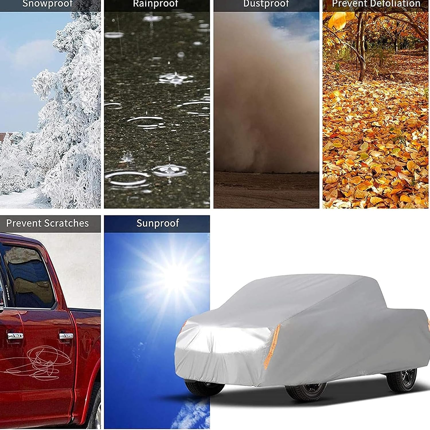 Universal Heavy Duty Outdoor Pickup Truck Cover Outdoor All Weather Replacement for Pickup Truck up to 260" L x 80" W x 65" H