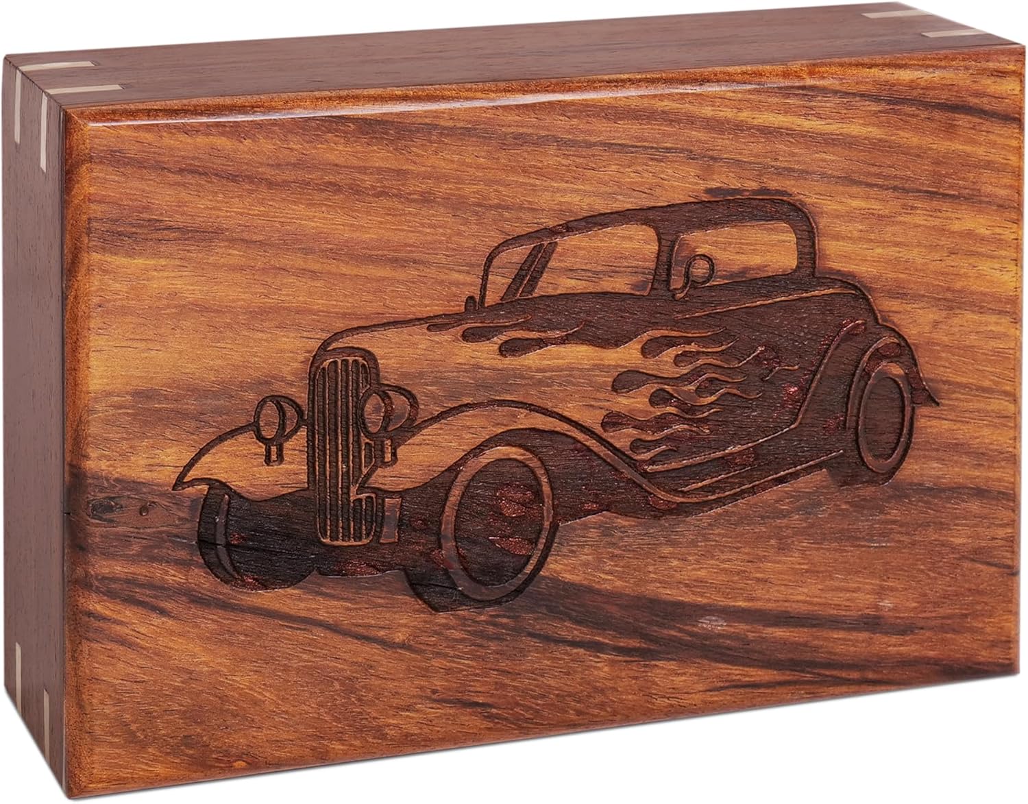 Personalized Handcrafted Vintage Car Wooden Cremation Urn for Adult Ashes, Custom Wood Engraved Memorial Funeral Burial Urn, Special Remembrance for Men & Women, Sizes XS to XXL (12–250 lbs Capacity)