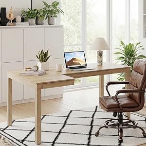 EUREKA ERGONOMIC 63 Inch L Shaped Desk with Drawers Large Executive Computer Corner Table Dual Monitor Wood Furniture