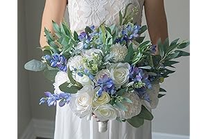 Exquisite White and Blue Wedding Bouquet: A Symphony of Floral Elegance