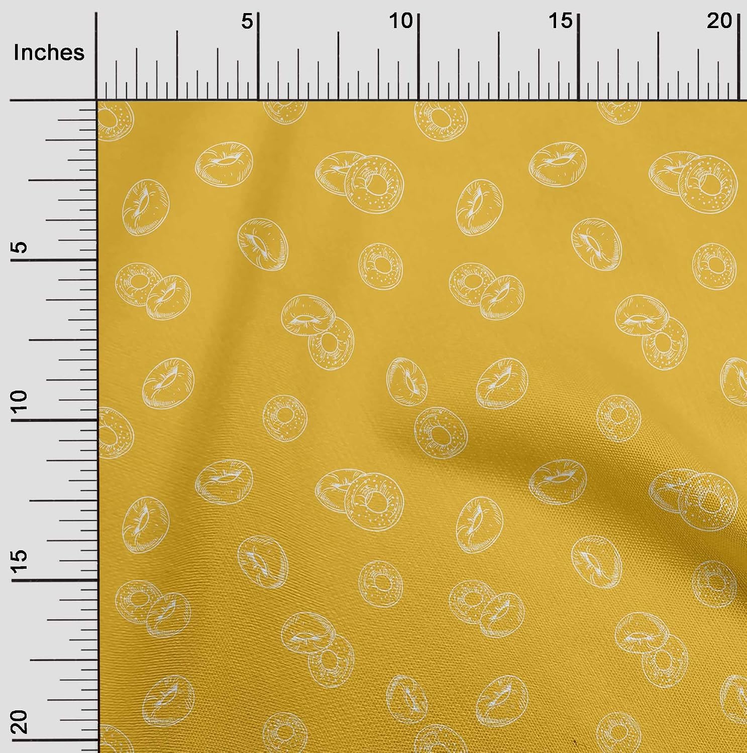oneOone Polyester Spandex Yellow Fabric Donuts Quilting Supplies Print Sewing Fabric by The Yard 56 Inch Wide