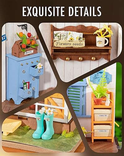 Miniatura 4 de Rolife Kit de casa de muñecas en miniatura para adultos, kit de modelo de mini invernadero, mini cosas, kits de manualidades para adultos, kit de