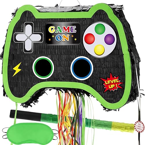 Miniatura 11 de Piñata plegable de unicornio, suministros para fiesta de cumpleaños, piñata extensible con bate y flecos, decoración de fiesta temática, piñatas