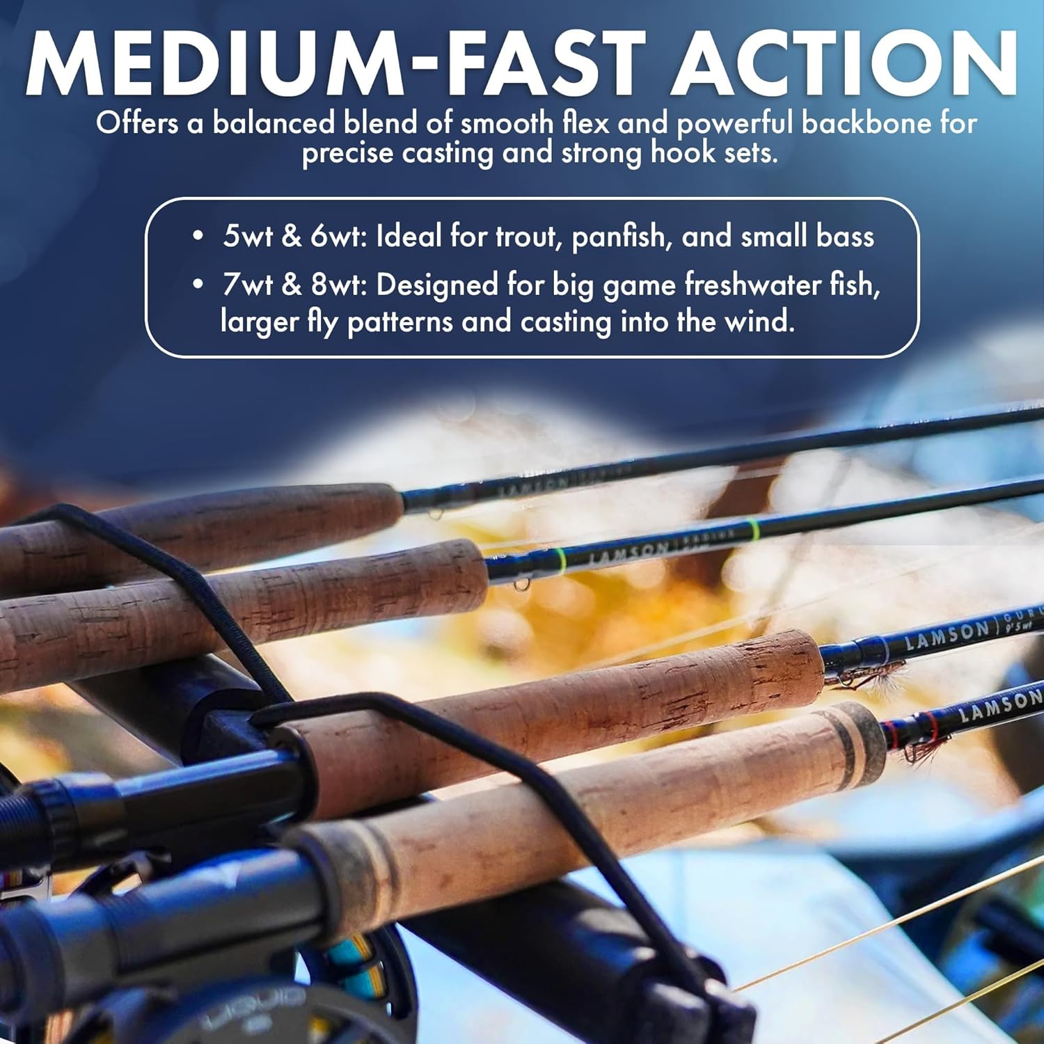 LAMSON | Liquid Combo Fly Fishing Rod and Reel Pre Spooled | Cordura Travel Tube & Padded Reel Case | U.S. Made Fly line | Medium Fast Action 9 Foot 4-Piece | 5wt + 8wt with Fighting Butt