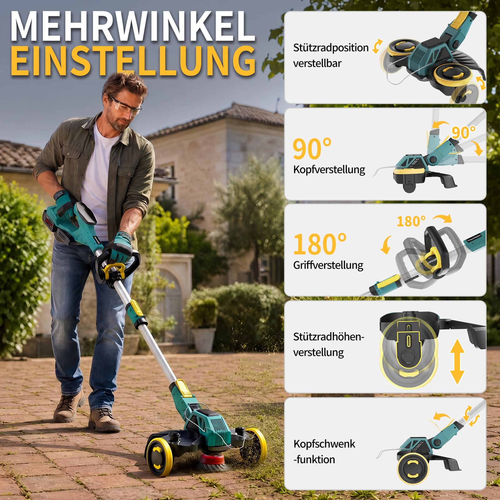 Makita Akku Rasentrimmer 21V 5 in 1 900W Bürstenloser Motor Freischneider 2x4.0Ah