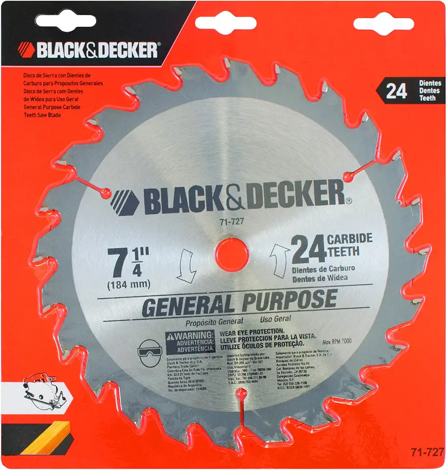 BLACK+DECKER Disco para Serra Circular, com 184mm para Madeiras e Fibras de Vidro, Modelo ‎71727
