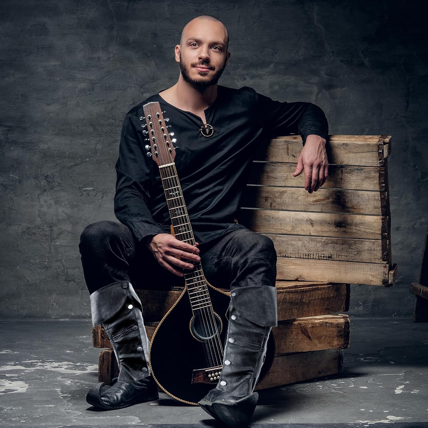 Medieval Pirate Boot Cover Men - Renaissance Pirate Boot Covers Cosplay Accessories Gothic Halloween Costume - Image 4