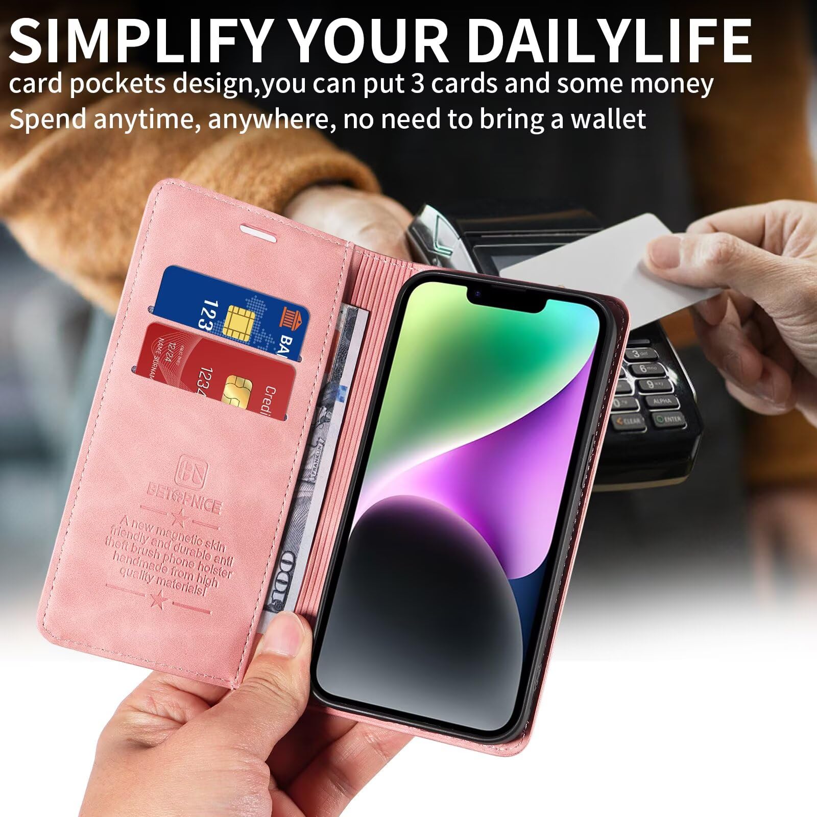 Jasonyu Handyhülle für Motorola Edge 30 Neo Hülle Leder Flip Klappbare Stoßfeste Magnetische