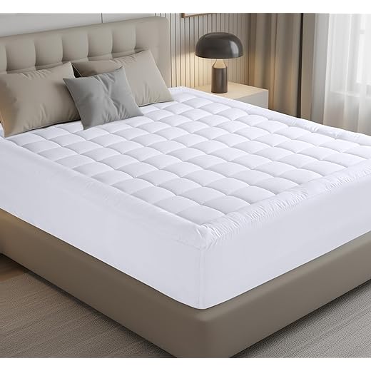 Utopia Bedding Full Mattress Pad, Quilted Fitted Premium Mattress Protector, Deep Pocket Mattress Cover Stretches up to 16 Inches, Fluffy Pillow Top Mattress Topper (54x75 Inches, White)