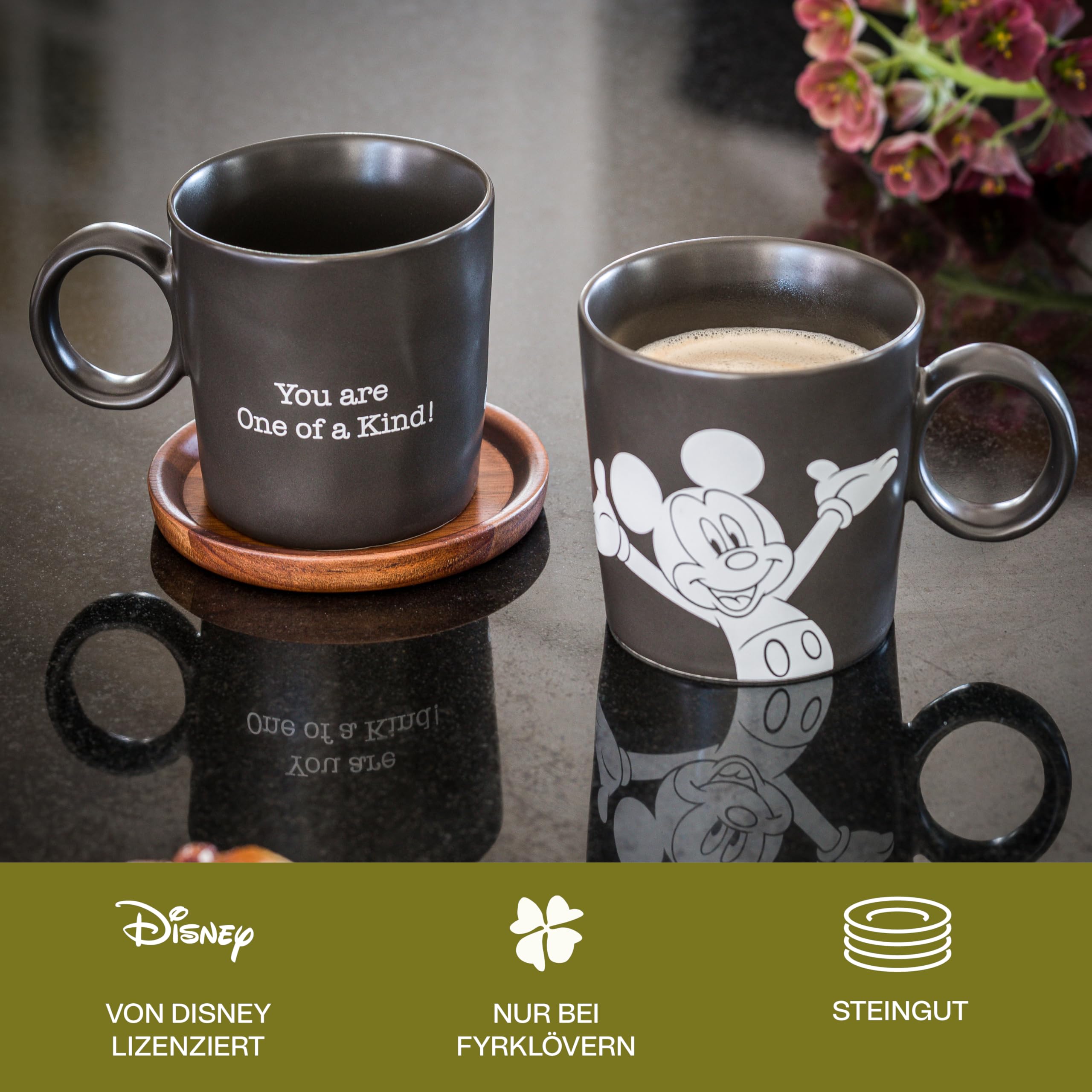 Micky & Freunde Kaffeetasse Disney, 6er-Set, 320 ml, Steinzeug, Spülmaschinenfest, Seidenmatte Glasur, inkl. Geschenkbox, Mehrere Farben