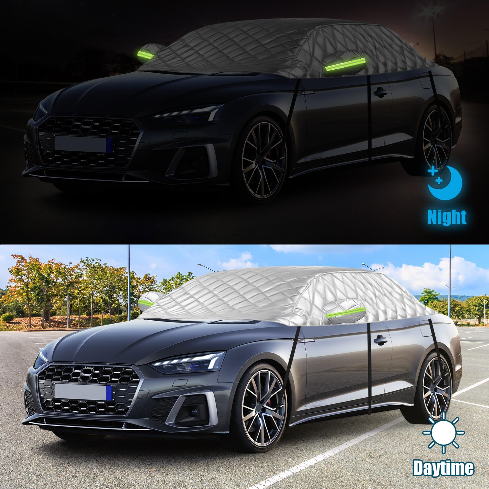 Halbe Autoabdeckung Ersatz für Audi A5/S5/RS5 Cabriolet 2007-2023, Passgenaue Softtop-Dachschutz-Autoabdeckung Wasserdicht, Verdickte Halbe Garage, Anti-Hagel und Anti-Schnee