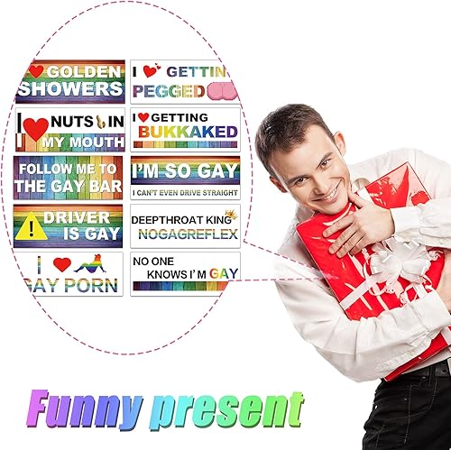 Miniatura 7 de Frienda 10 calcomanías de parachoques divertidas LGBT, calcomanías de arco iris, parachoques de broma, accesorios de automóvil coloridos para