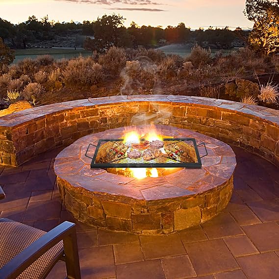 onlyfire Heavy-Duty Rectangular Fire Pit Grill Grate with X-Marks Design