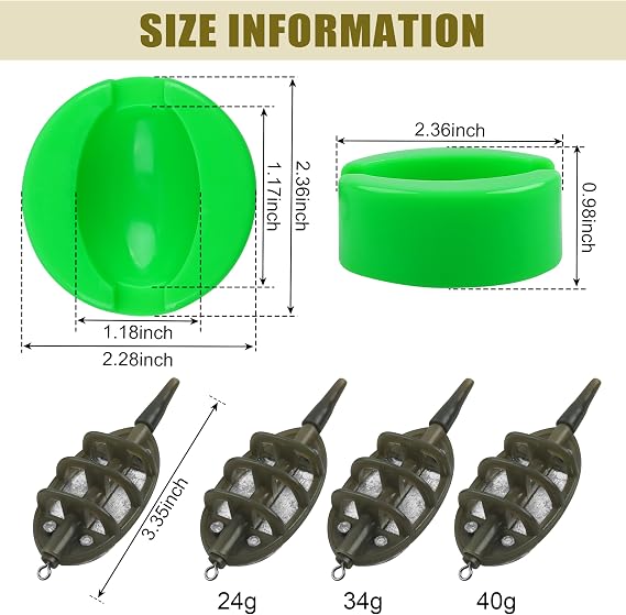 Carp Fishing Method Feeders Set 4 Inline Method Feeders with 1 Quick Release