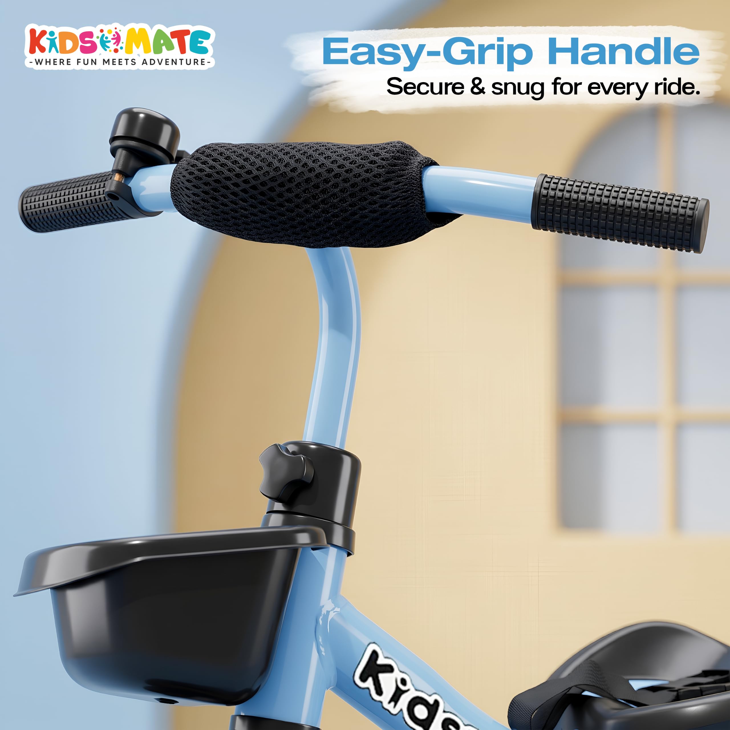 Kidsmate Zoom Trike Cycle for Kids 2-5 Years | Tricycle for Kids | Tricycle for Boys & Girls | Baby Cycle with Anti-Skid EVA Wheels, Bell, Front & Rear Basket, Comfortable Seat | 30kg Capacity - Blue — Amazon image 3