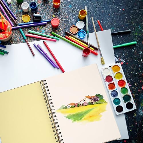 Miniatura 3 de VICASKY Cuaderno de bocetos en espiral, tapa de estraft, bloc de bocetos en blanco, cuaderno de bocetos a granel, bocetos con alambre para dibujar