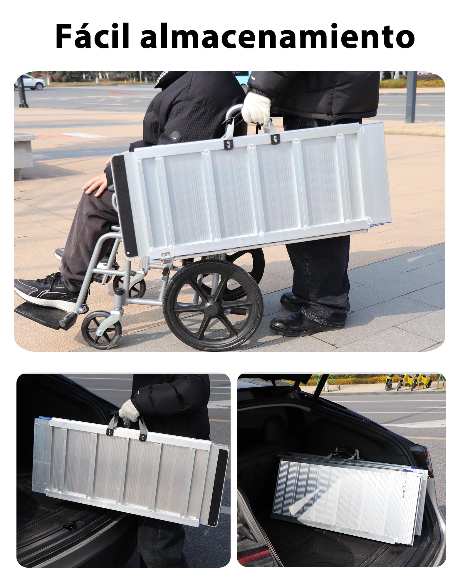 ANYBOY 91CM rampas para sillas de Ruedas,Resistencia de 300 kg,rampa Plegable Carga Silla de Ruedas,rampa minusvalidos portatil | 300 kg de carga, rampa de acceso para escaleras, antideslizante