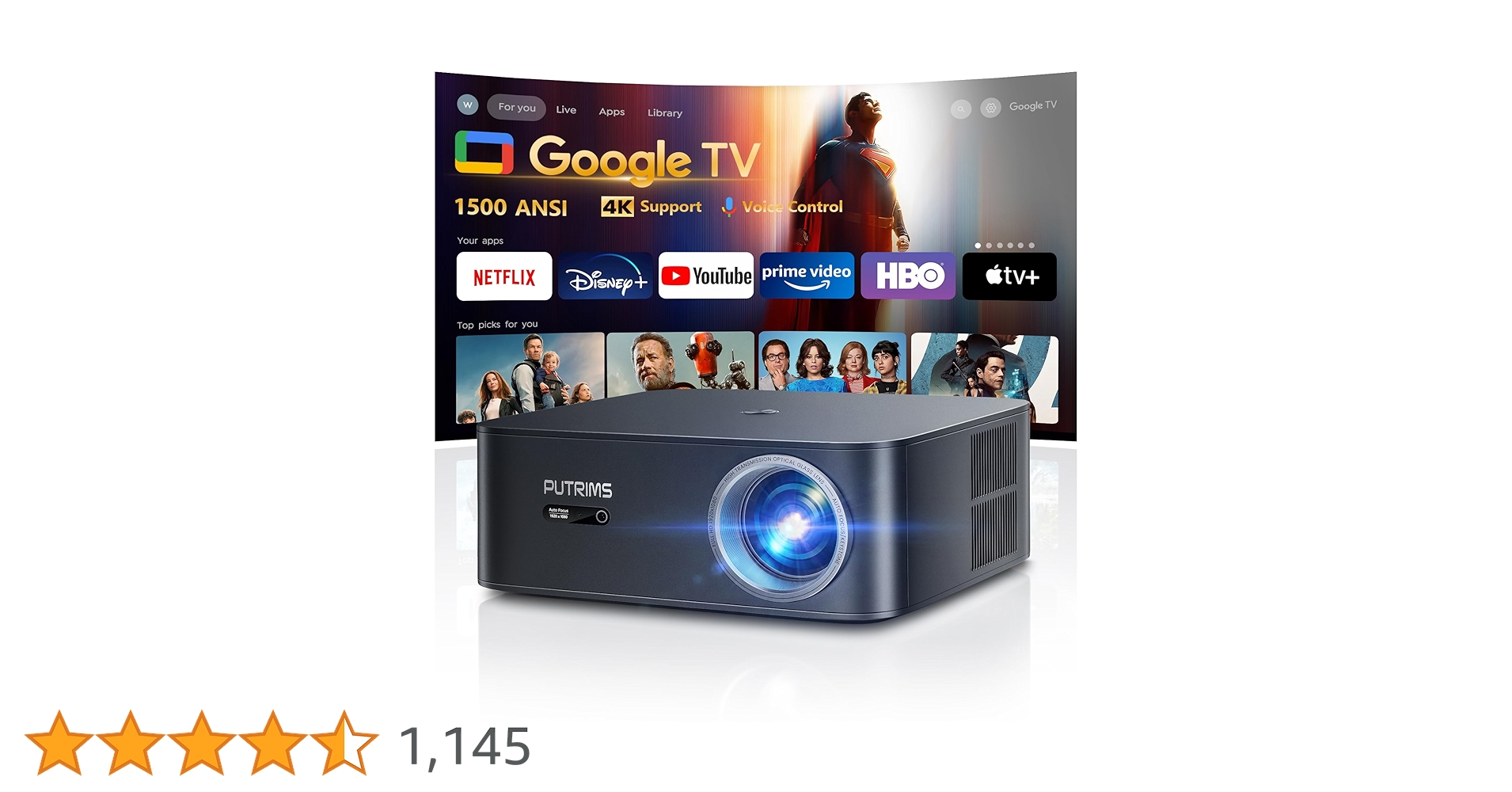 Amazon.co.jp: 【公式Google TV搭載】プロジェクター 家庭用 1500ANSI Amazon.co.jp: 【公式Google TV搭載】プロジェクター 家庭用 1500ANSI