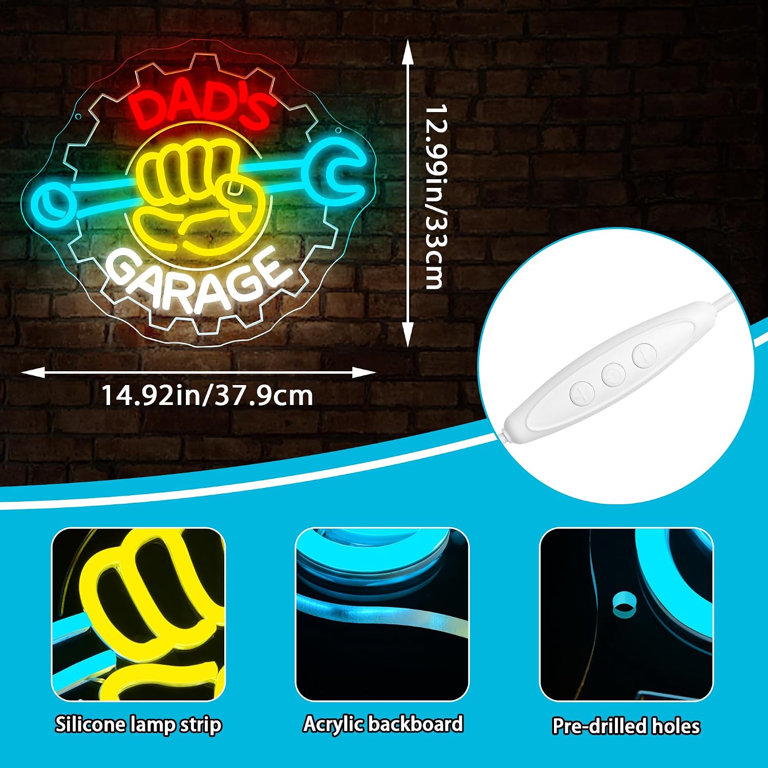 Dad's Garage Neon Sign for Wall Decor Garage Neon Light for Man Cave Gifts image 3