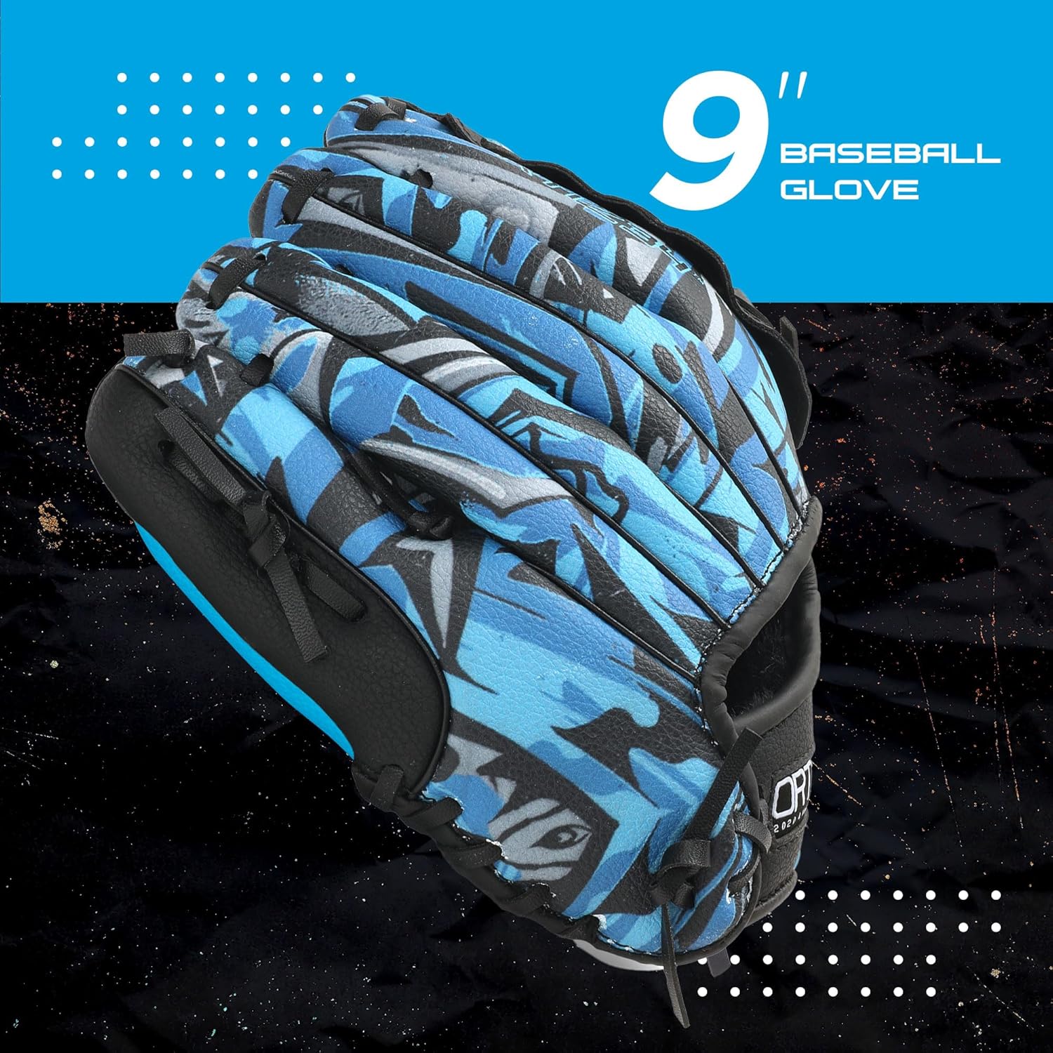 Youth T-Ball Set, 25” Signature Aluminum T-Ball Bat with -10 Drop, Foam Core T-Ball, 9” Lightweight Youth Glove, Vibrant Graffiti Print