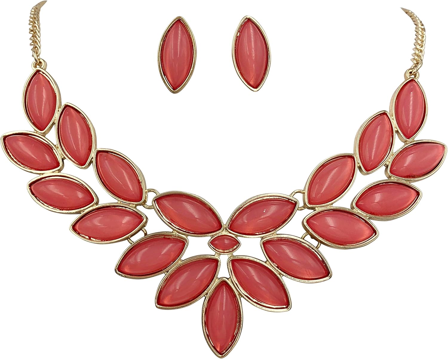 Gypsy Jewels Unique Cluster Bib Statement Boutique Style Gold Tone Necklace & Earrings Set - Assorted Colors