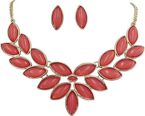 Gypsy Jewels Unique Cluster Bib Statement Boutique Style Gold Tone Necklace & Earrings Set - Assorted Colors
