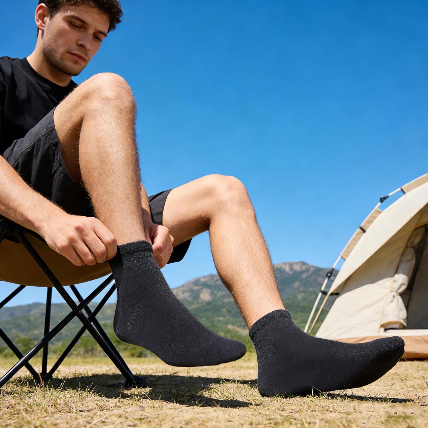 3 Pairs 90% Merino Wool Socks for Men Women, Soft Thin Breathable Ankle Socks for Athletic Running Hiking Cycling