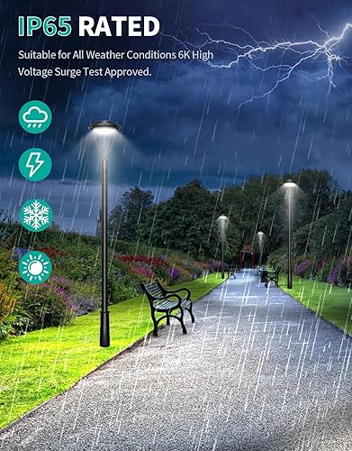 Miniatura 7 de OPENLUX Luz LED de poste superior de 100 W con sensor de atardecer a amanecer, DLC ETL listado 14000 Lm IP65 impermeable para poste al aire libre