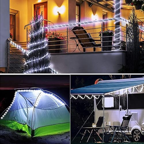 Miniatura 9 de Cuerda de luces solares impermeables para exteriores, 39 pies, 100 luces LED para exteriores, tubo de PVC transparente, 8 modos de luces elásticas
