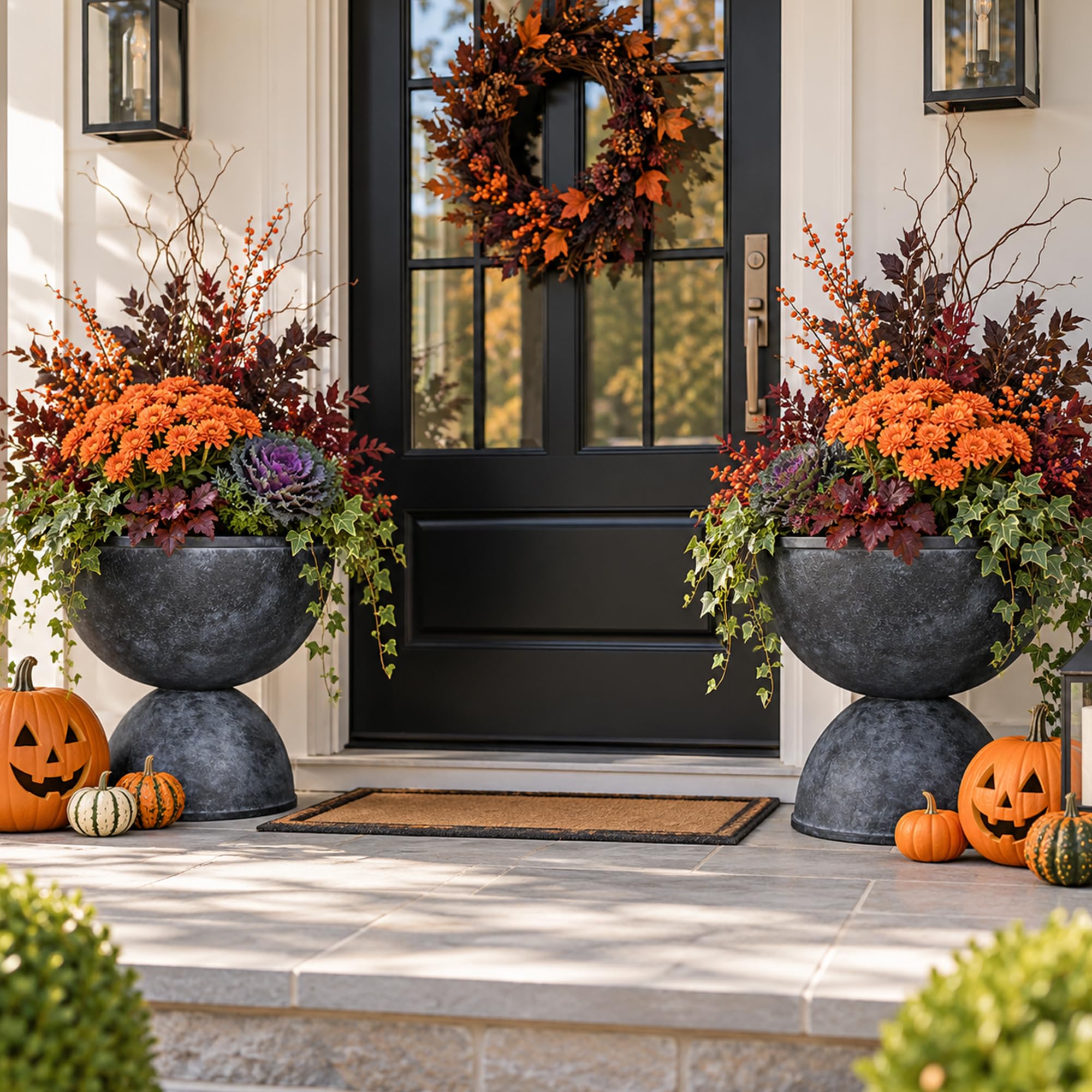 Black Urn Planters - 2 Pack -2 Black Urn Planters - 2 Pack -2