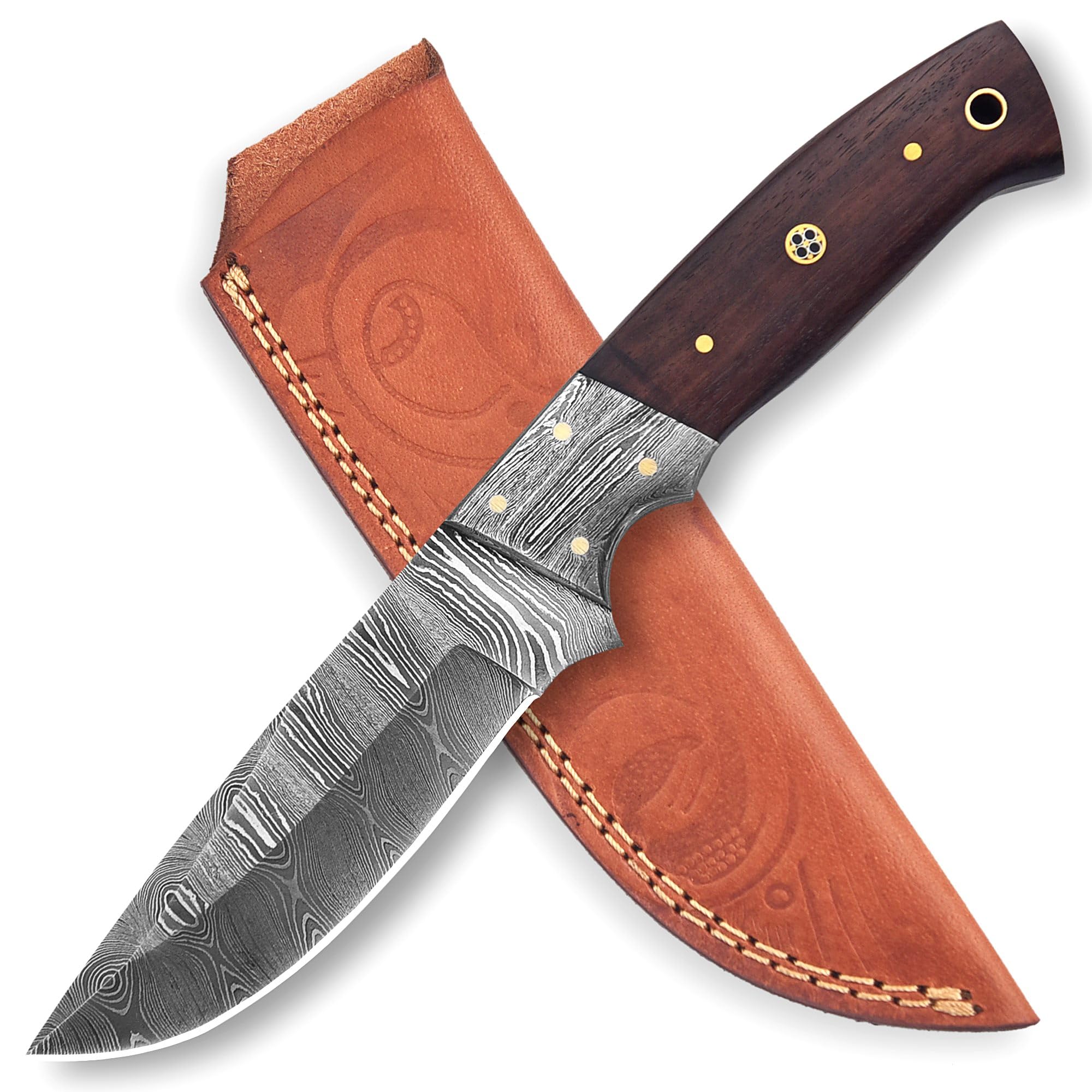 Damast Messer, sehr schönes Hand geschmiedetes Damast Jagd Messer MAQ5203