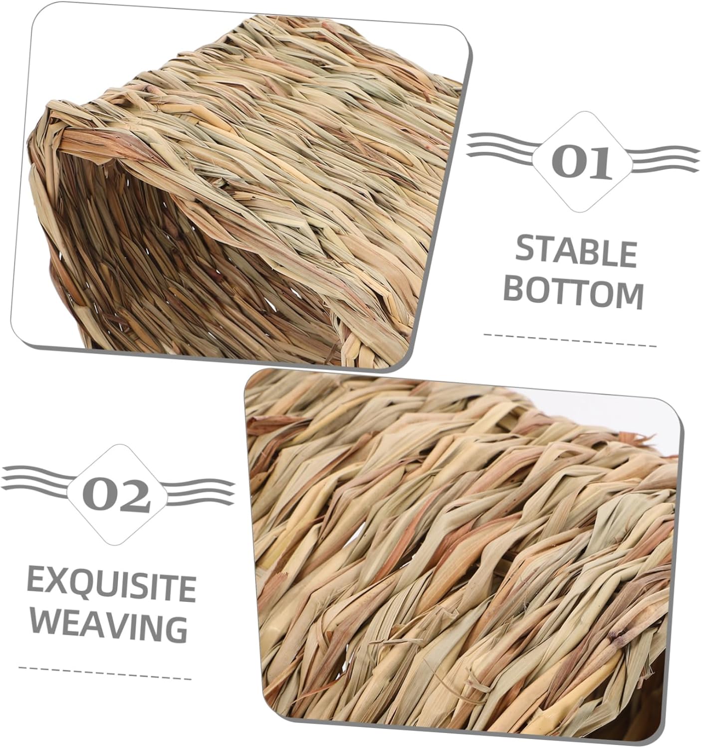 Grass Nest for Small Animals Natural Woven Hideaway for Hamsters and Chinchillas Washable and Breathable Chew Toy and Bedding Mat for Small Pets