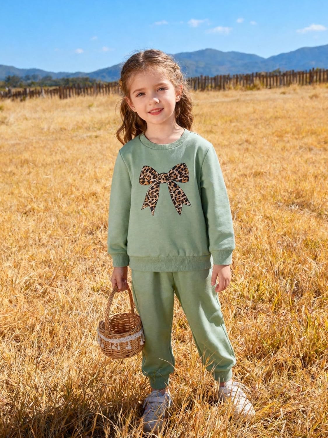 ESHOO Toddler Girl Clothes 2 Piece Leopard Outfits Long Sleeve Sweatshirt Pants Tracksuit Fall Winter Clothing Set 2-7T - Image 5