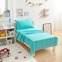 Vista 38 de Yaxa Basics: juego de sábanas para niños de microfibra suave y ligera, fácil de lavar, 3 piezas, tamaño Twin, Aqua brillante, diseño sólido