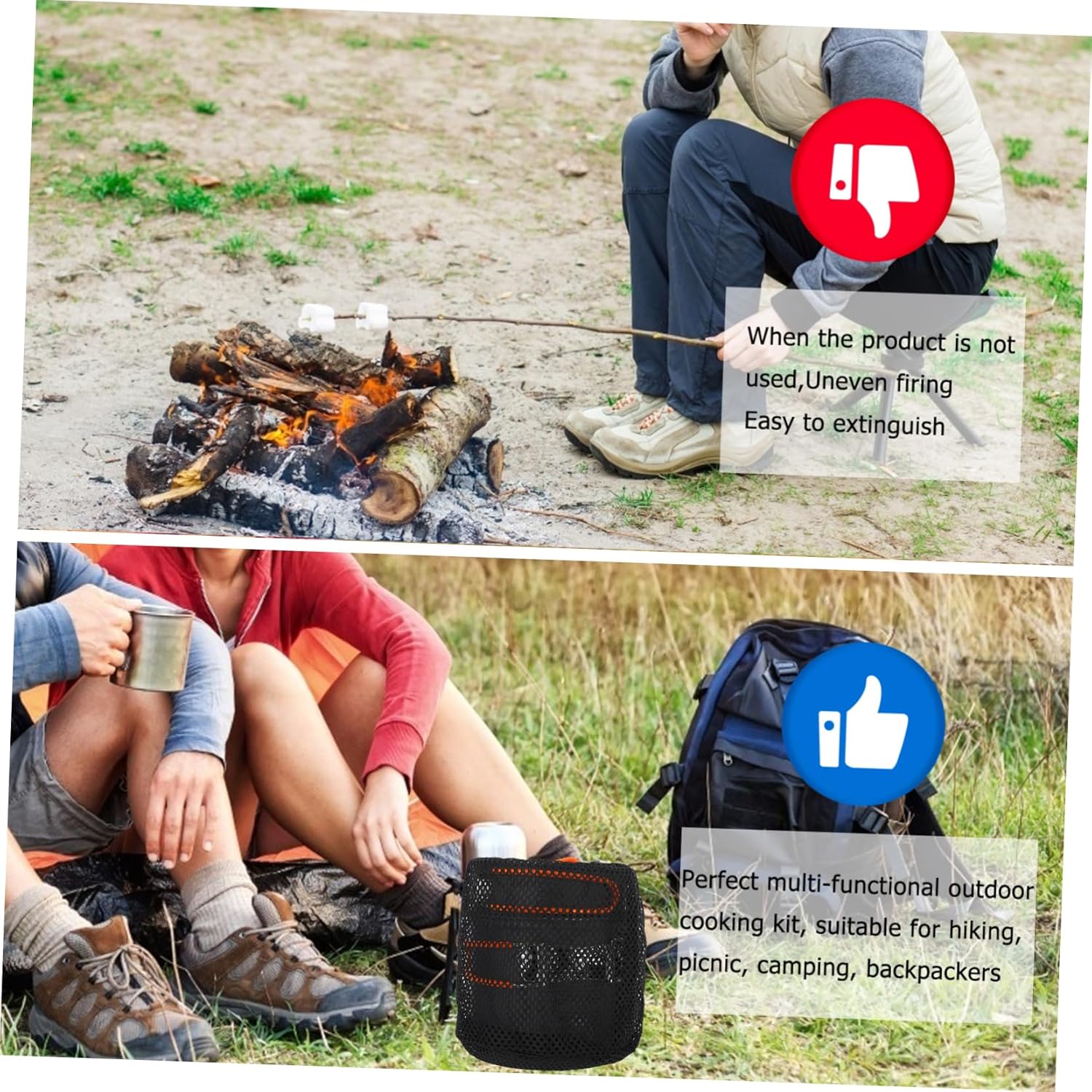 Garneck 1set Portable Camping Cookware Lightweight Outdoor Cooking Utensils for People Non-Stick Pots and Pans Silverware for Hiking and Backpacking Orange
