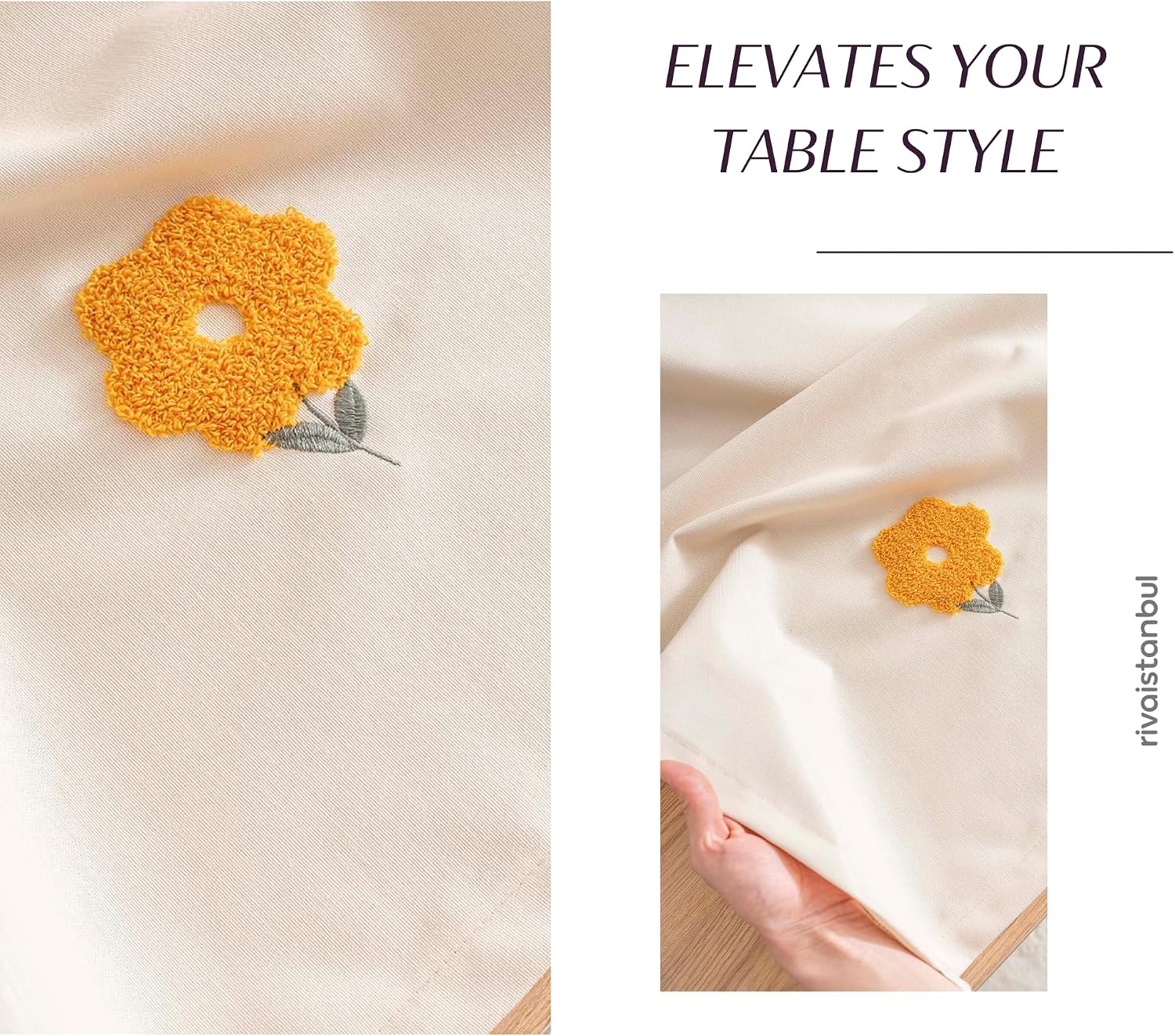 Rectangular & Round Tablecloth for Dining & Picnic | Botanical Print Fabric Table Cover for Indoor Outdoor Tables | Durable Table Cloth for Kitchen, Parties, Holidays & Everyday Use