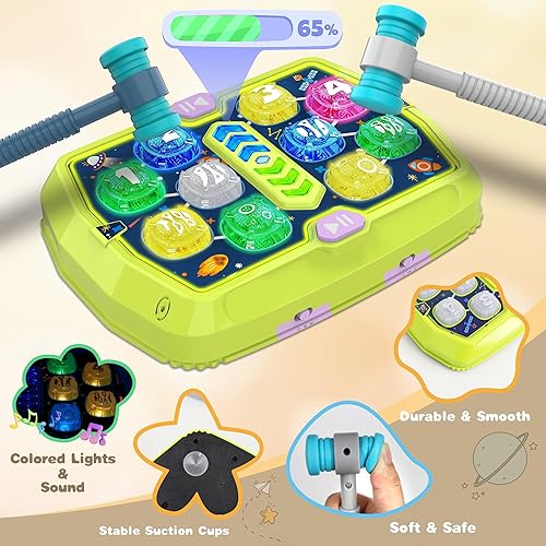 Miniatura 6 de Whack Game Mole Toy para niños pequeños, juguetes para niños y niñas de 3, 4, 5, 6 años, juguetes educativos interactivos para golpear con 2