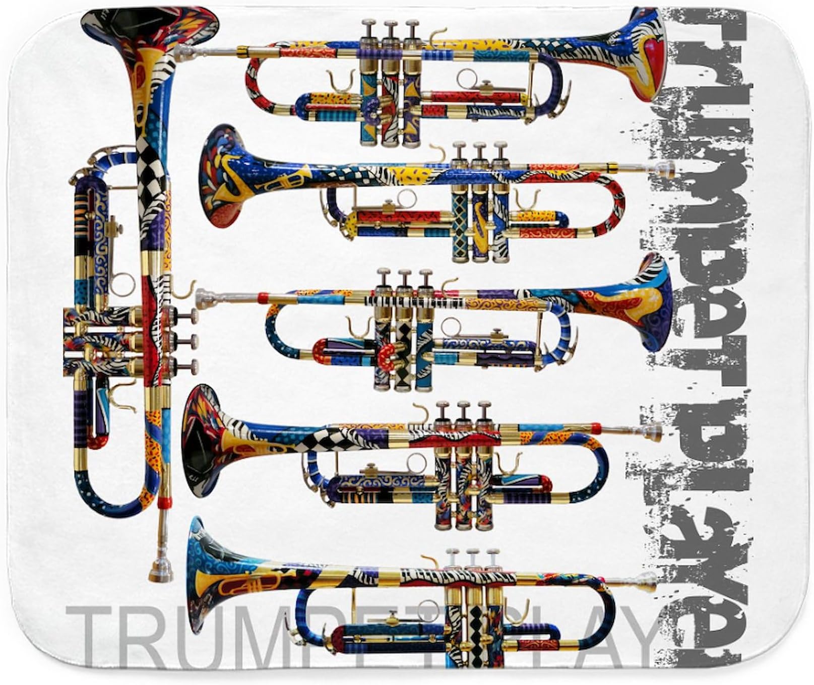 CafePress Trumpet Player Art Design by Juleez Sherpa Fleece Sherpa Fleece Throw Blanket 60" L x 50" W