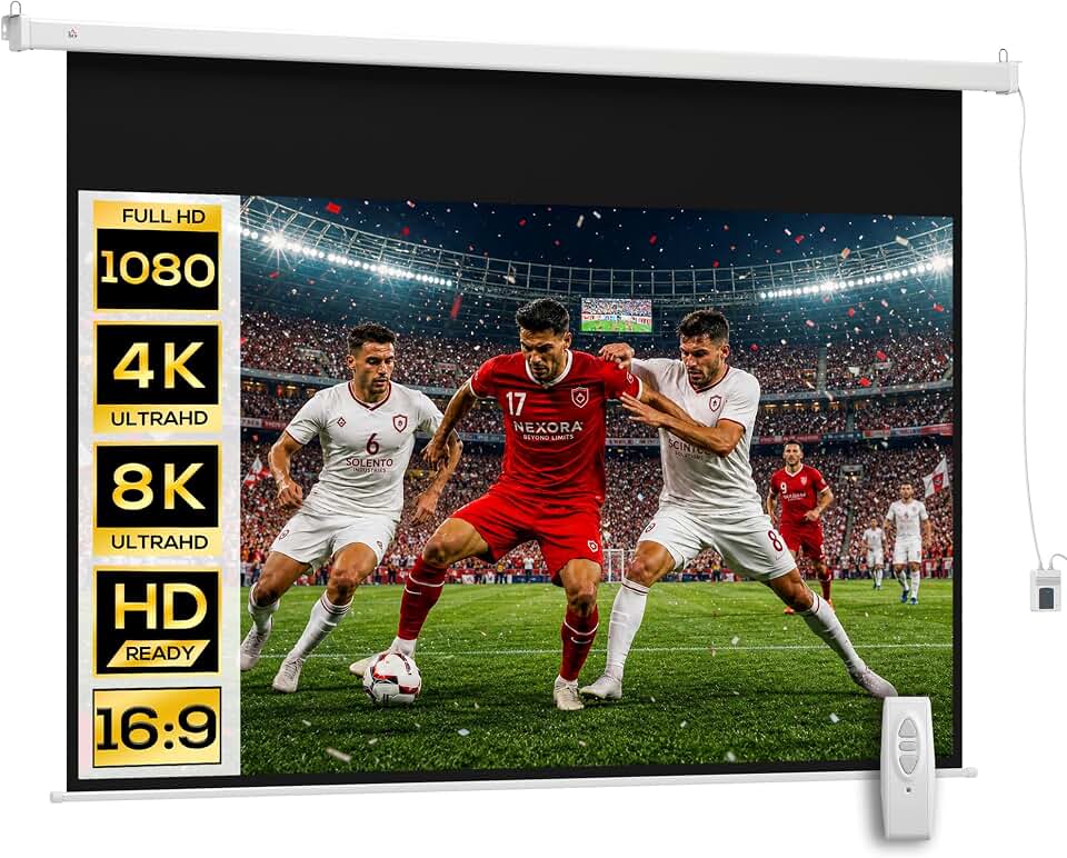 HOMCOM Écran Vidéoprojecteur Motorisé 16:9 4K HD Blanc