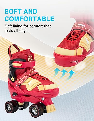 Miniatura 8 de RunRRIn Patines de ruedas para niños y niñas, 4 tamaños ajustables con ruedas iluminadas para niños en interiores y exteriores