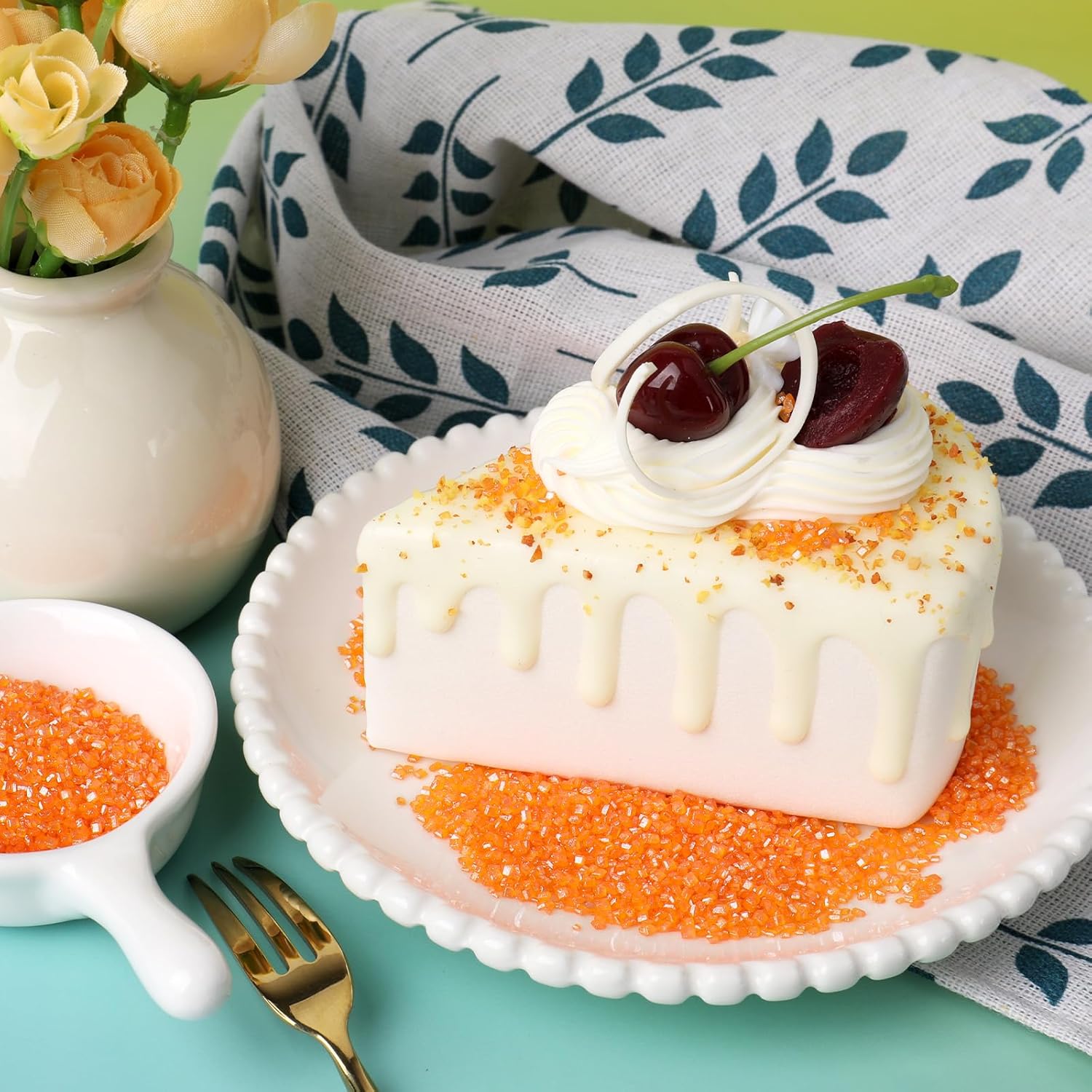 Orange Sanding Sugar Sprinkles, 4.6 oz Edible Sparkling Sugar Crystals for Baking Topping, Cupcakes, Cookies, Ice Cream & Cake Decorating, Wedding Party Halloween Thanksgiving Supplies - Image 3