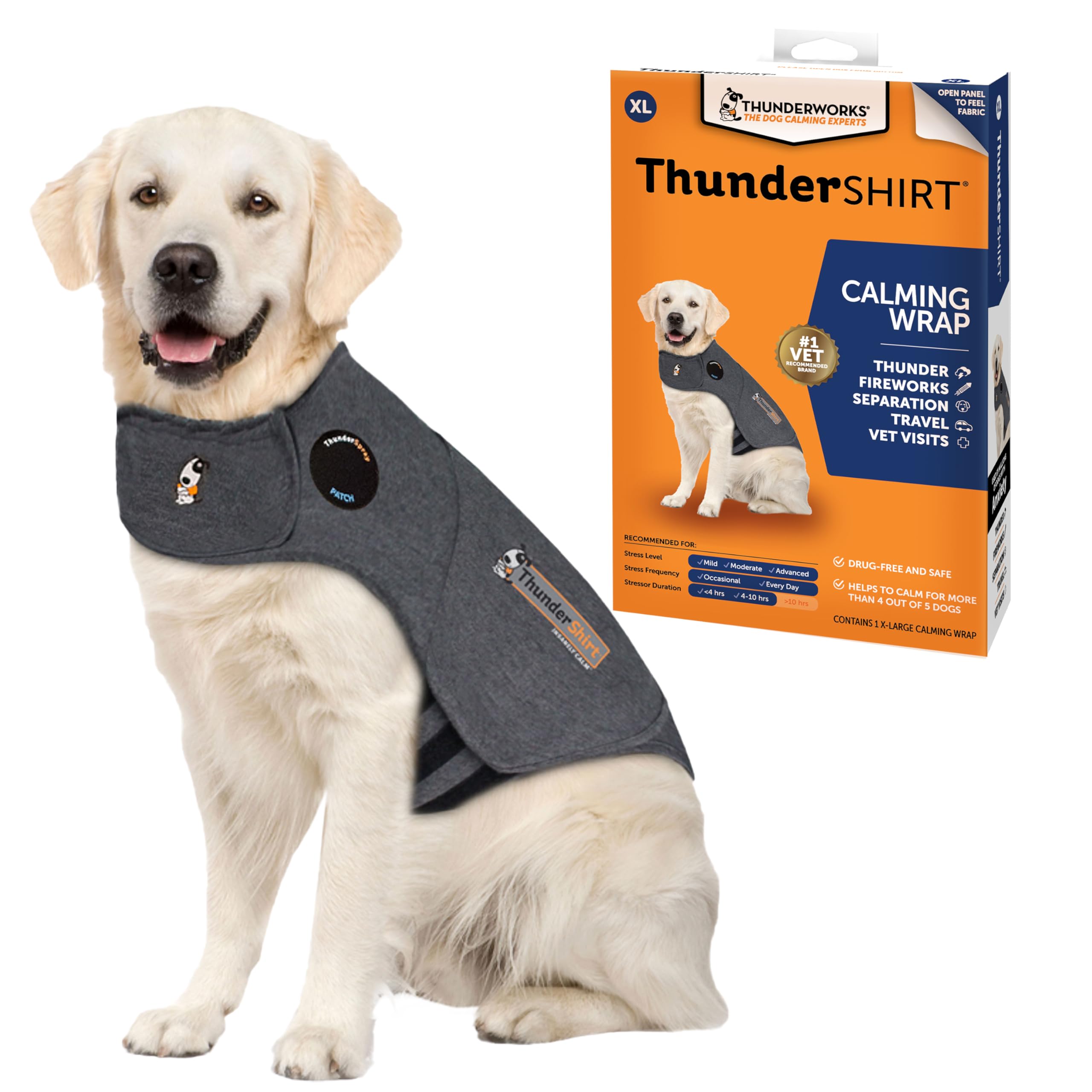 Gilet anti-anxiété ThunderShirt pour chiens XL gris chiné classique