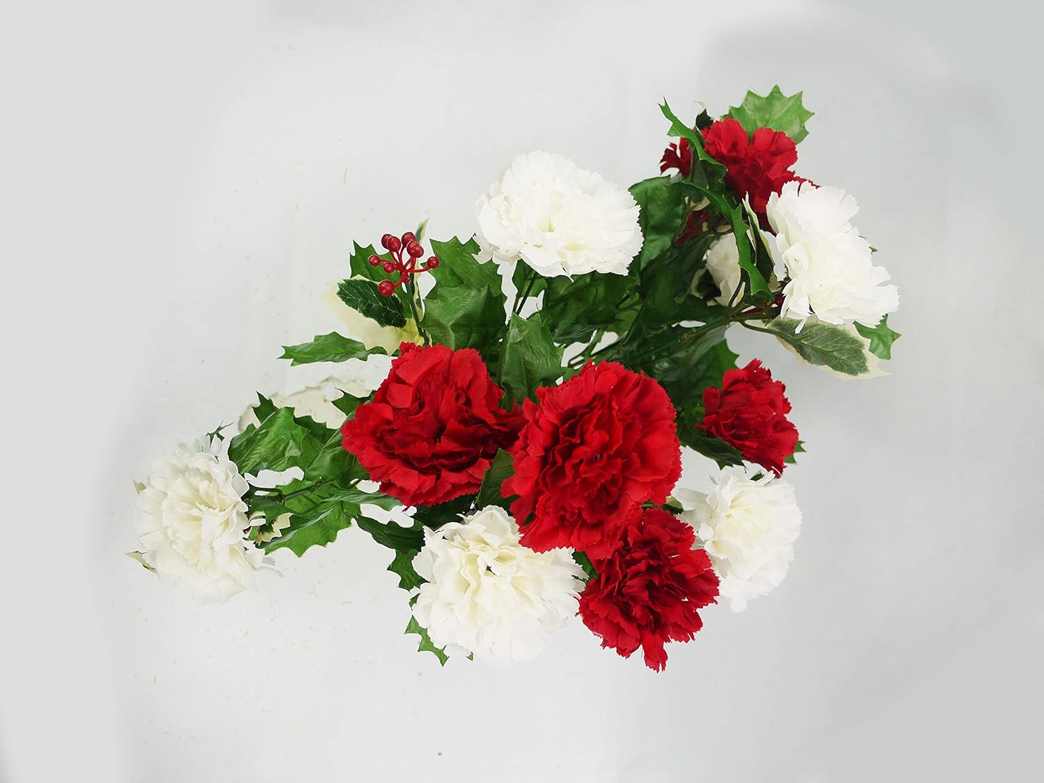 Admired By Nature GPB9781-XMAS RD/cm Faux Mum Poinsettia Berries Christmas Mixed Bush