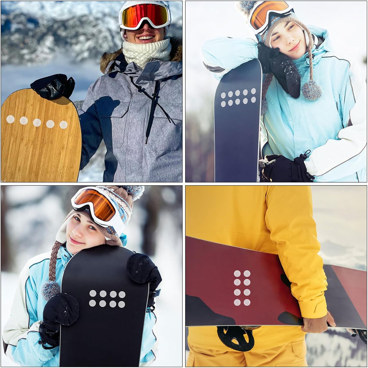 Snowboard Stomp Pads Non-Slip Grip Stickers Self-Adhesive Spike Pads 60pcs for Enhanced Traction and Stability Snowboarding Accessories