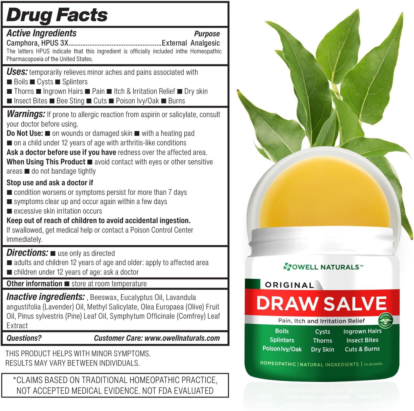 OWELL Naturals Drawing Salve Ointment for Boil & Cyst Removal, Deep Ingrown Hair, Splinter Remover, Bug Spider Bites, Bee Sting, Mosquito Itching, Poison Ivy - Image 6