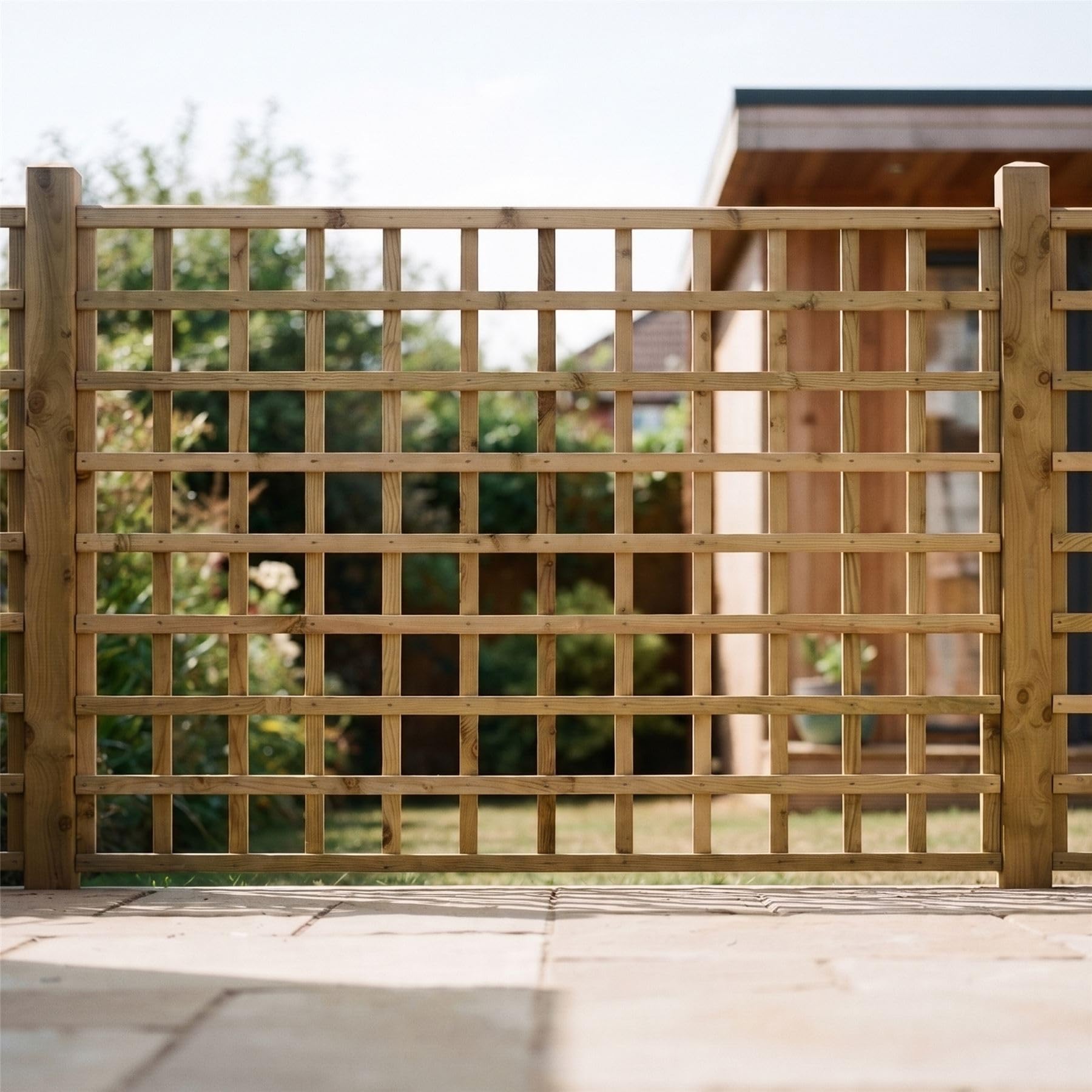 Fence Trellis Panel, 6ft x 4ft Standard Square Top Wooden Screen (5 Pack) | 15cm, 1ft, 2ft, 3ft, 4ft, 5ft, 6ft Pressure Treated, Decorative Flat Privacy Extension, Easy-Install, for Fencing & Garden